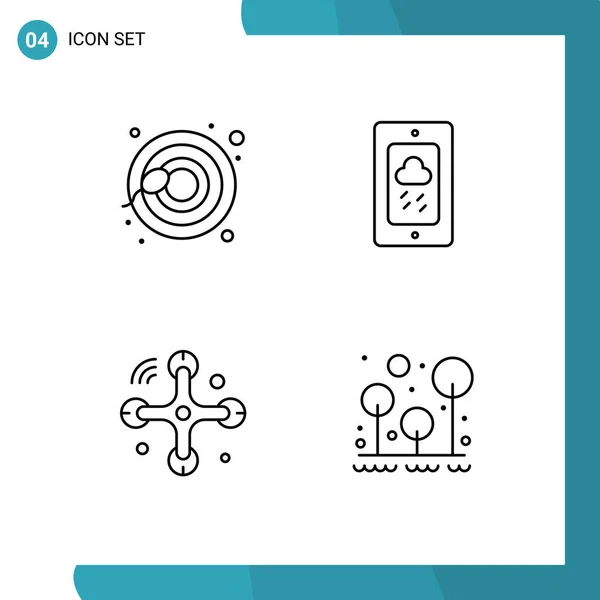 Creative Icons Modern Signs Sysymbols Cells Drone Mobile Rainy Camping — Vector de stock