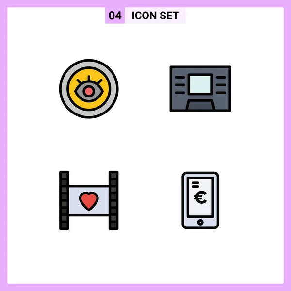 Universal Icon Symbols Group Modern Filledline Flat Colors Eye Love — Vetor de Stock