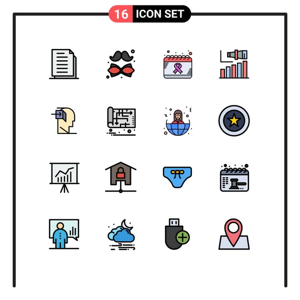 16用户接口平面彩色填充行包装现代标志和符号 每日可编辑的创意向量设计元素 — 图库矢量图片