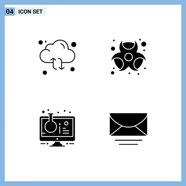 Universal Icon Symbols Group Modern Solid Glyphs Cloud Flask Arrow — Stock Vector