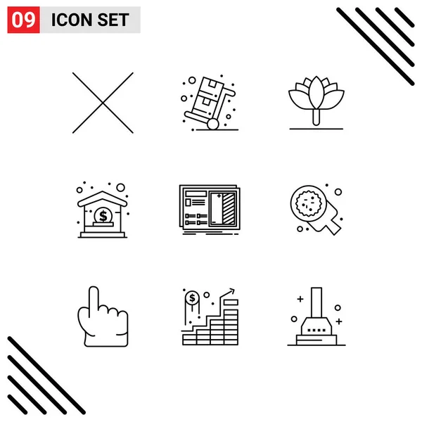 Creative Icons Modern Signs Sysymbols Plan Design Spring Flower Blueprint — Vector de stock