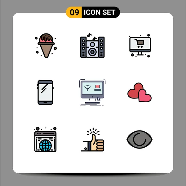 Conjunto Icones Modernos Símbolos Sinais Para Monitor Controle Loja Samsung —  Vetores de Stock