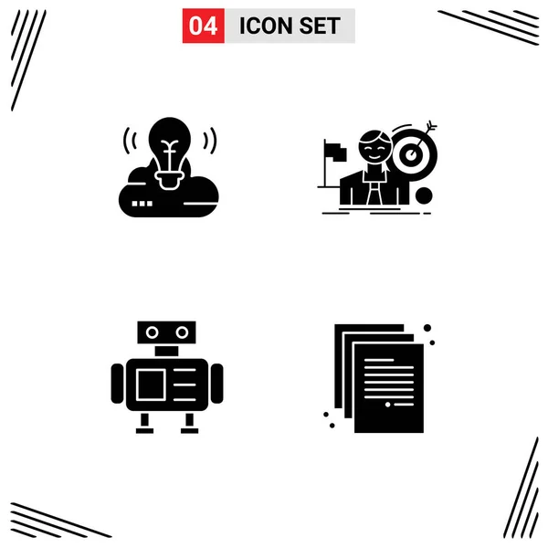 Universal Icon Symbols Group Modern Solid Glyphs Bulb Robot Creative — Stock Vector