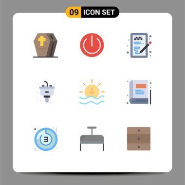 Günbatımının 9 Basit Düz Renk Kümesi, lavabo, tasarım, mutfak, Düzenlenebilir Vektör Tasarımı Elementleri