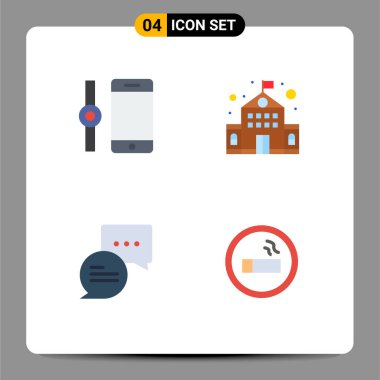 4 Yaratıcı Simge Modern Bağlantı İşaretleri ve Sembolleri, Biyoloji, İnşaat, Sohbet, Laboratuvar Düzenlenebilir Vektör Tasarım Elementleri