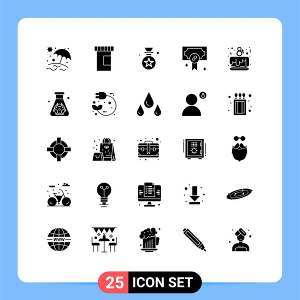 Modern Set Solid Glyphs Pictograph Celebrate Day Badge Cake Party — Stock Vector