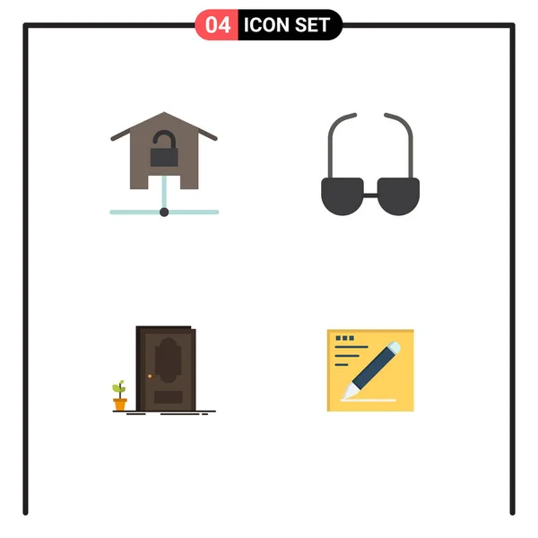 Set Commercial Flat Icons Csomag Eszközök Zárt Intelligens Otthon Olvasni — Stock Vector