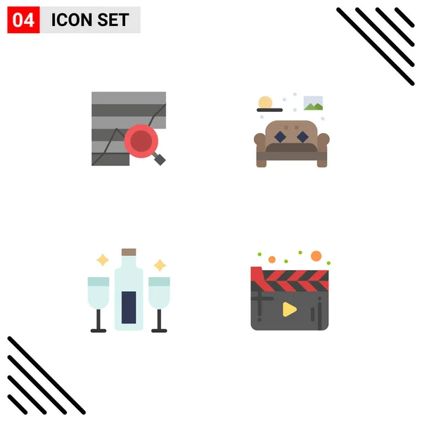 Set Van Vector Flat Icons Grid Voor Analyse Wonen Grafiek — Stockvector