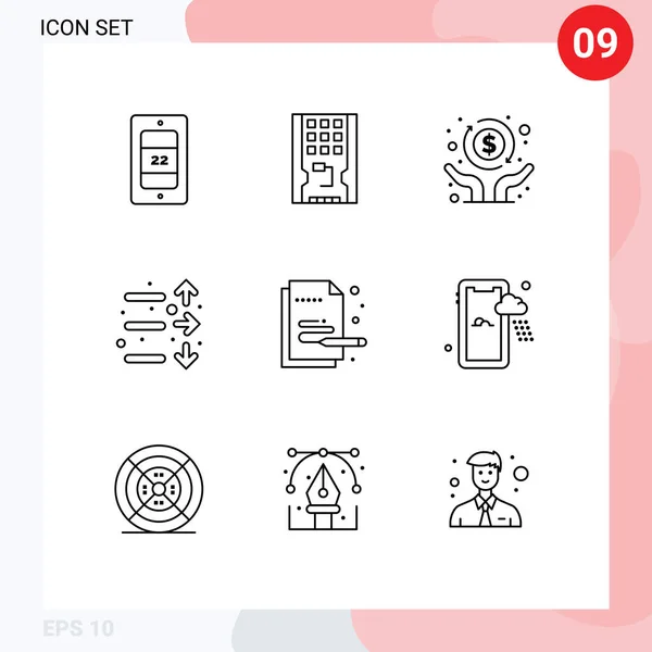 Set Modern Icons Sysymbols Signs Paint Stock Economic Market Editable — Vector de stock