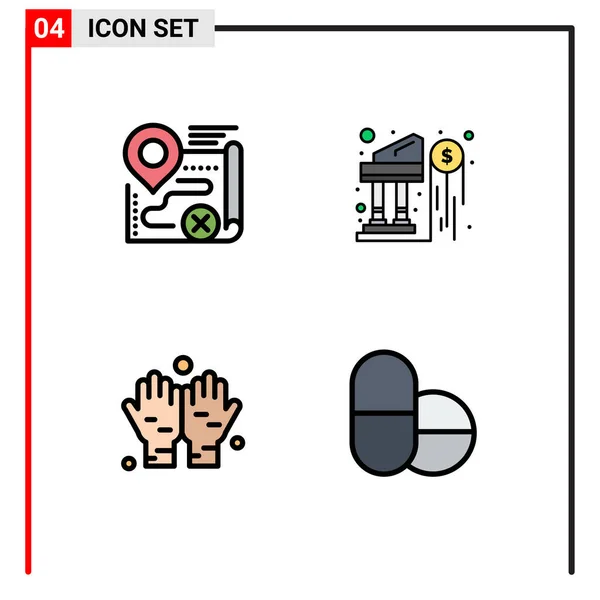 User Interface Filledline Flat Color Pack Modern Signs Symbols Map — Stockový vektor