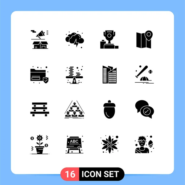 Universal Icon Symbole Grupa Nowoczesne Solidne Glify Pin Mapa Pogoda — Wektor stockowy