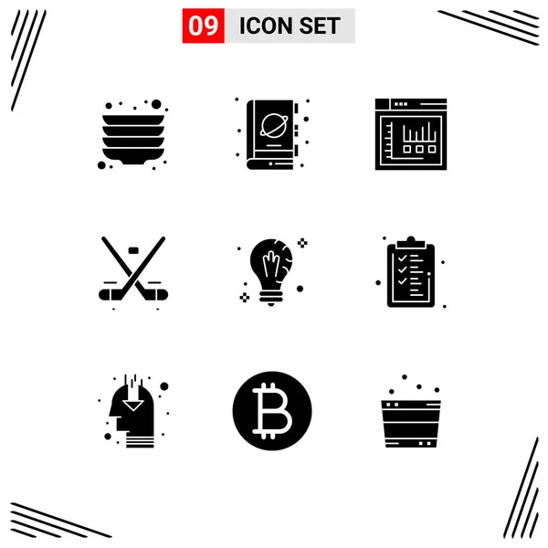 Universal Icon Symbols Group Modern Solid Glyphs Mind Ice Browser — Stock Vector