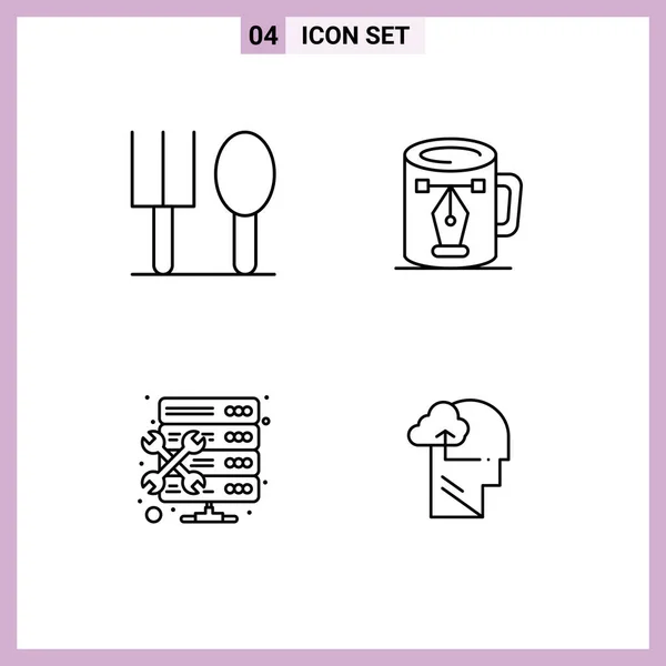 Universal Line Signs Symbols Baby Hosting Coffee Design Setting Editable — Stock Vector