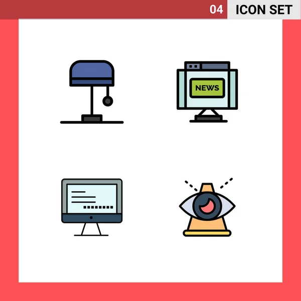 Interface Usuário Filledline Flat Color Pack Modern Signs Symbols Desk —  Vetores de Stock