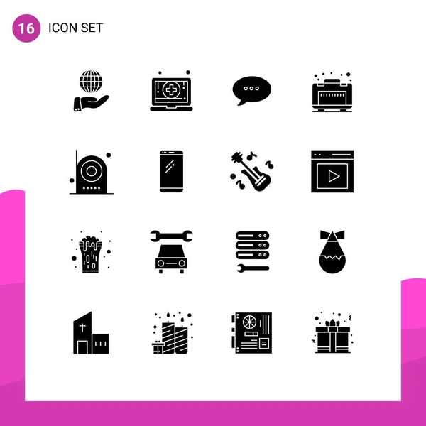 Set Modern Icons Symbols Signs Electronic Devices Bubble Camera Luggage — Stock Vector