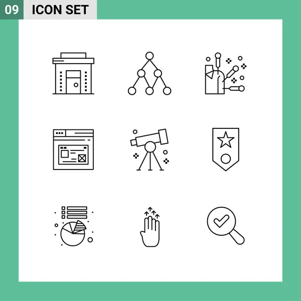 Pictogram Set Van Eenvoudige Schema Van Laboratorium Ontwerp Acupunctuur Website — Stockvector