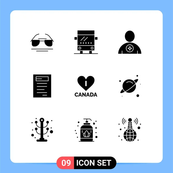 Universal Solid Glyph Signs Symbols Canada Love Body Study Book — Stock Vector