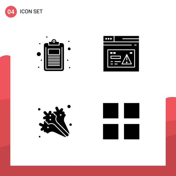 Mobile Interface Solid Gyph Set Pictograms Check Alert List Page — Vector de stock