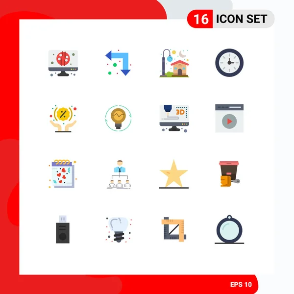Pictogram Set Simple Flat Colors Shopping Hands House Discount Education - Stok Vektor
