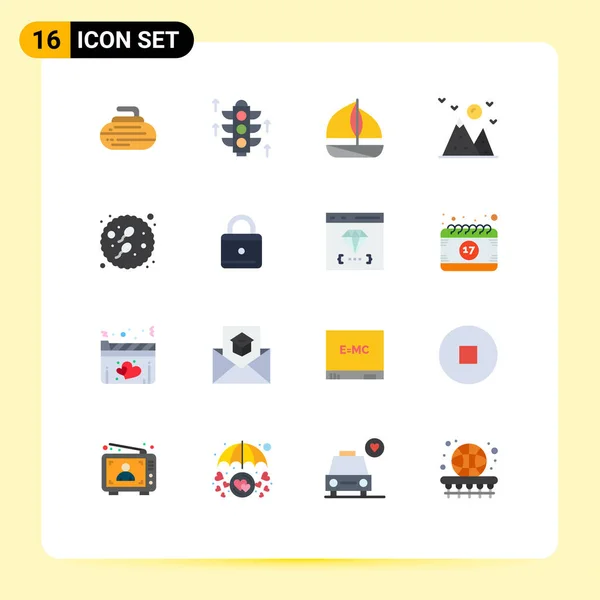 Set Modern Icons Sysymbols Signs Bowls Ship Sport Server Hill — Vector de stock