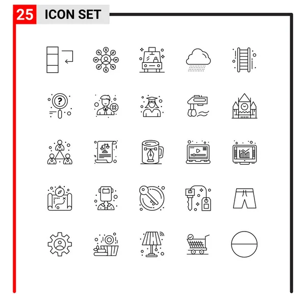 一组25个现代Ui图标 分别代表成功 向雨的矢量设计元素 — 图库矢量图片