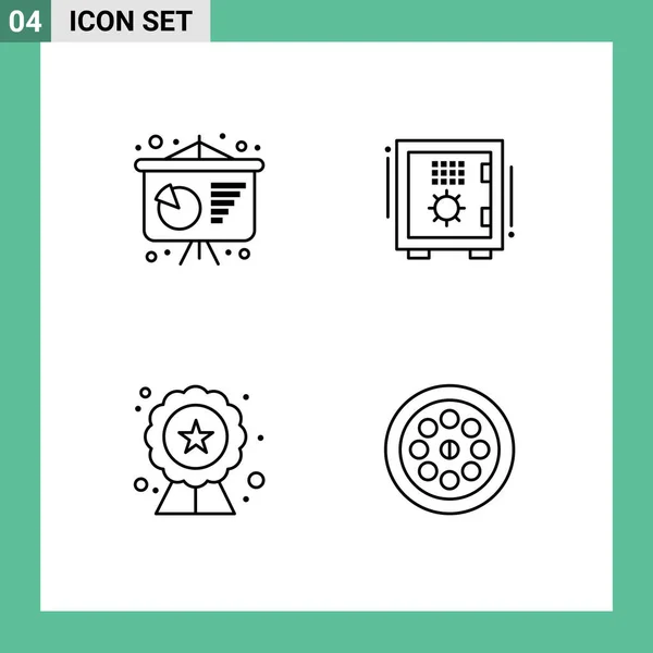 Mobile Interface Line Set Pictograms Business Presentation Seo Bank Safe — Archivo Imágenes Vectoriales