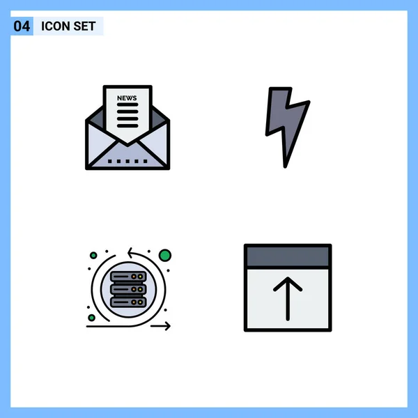 Modern Set Filledline Flat Colors Symbols Email Scrum Newsletter Server — Vector de stock