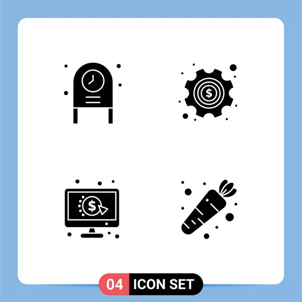 Set Commercial Solid Glyphs Pack Celebration Pay Party Options Ppc — Vector de stock