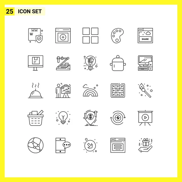 Thematic Vector Lines Editable Symbols Website Share Grid Interface Education — Stock Vector
