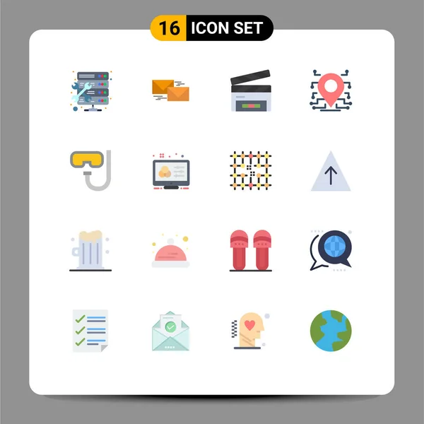 Universal Icon Symbols Group Modern Flat Színek Biztonság Processzor Levelezés — Stock Vector