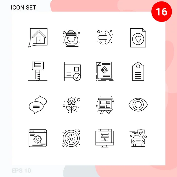 16ユーザーインターフェイスの概要キッチン用品 ファイル パトリック お気に入りの 右の編集可能なベクトルデザイン要素の現代的な記号とシンボルのパック — ストックベクタ