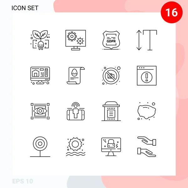 16创造性图标计算机的现代符号和符号 可编辑向量设计元素 — 图库矢量图片
