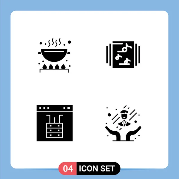 Universal Icon Symbols Gruppo Moderni Glifi Solidi Cuoco Interfaccia Pan — Vettoriale Stock