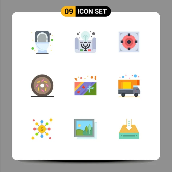 User Interface Flat Color Pack Signes Symboles Modernes Présent Boîte — Image vectorielle