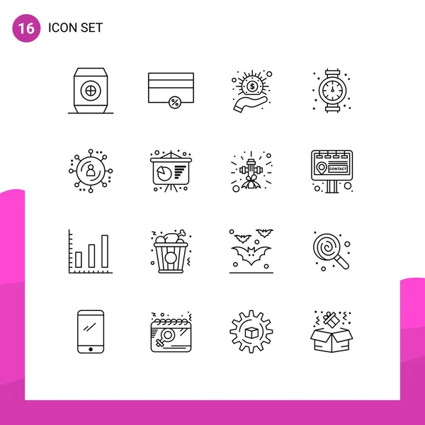 Set Von Modernen Symbolen Symbole Zeichen Für Marketing Netzwerk Affiliate — Stockvektor