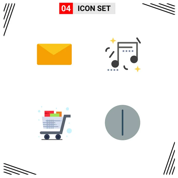 Creative Icons Modern Signs Symbols Mail Full Interface Music Shopping — Stock Vector