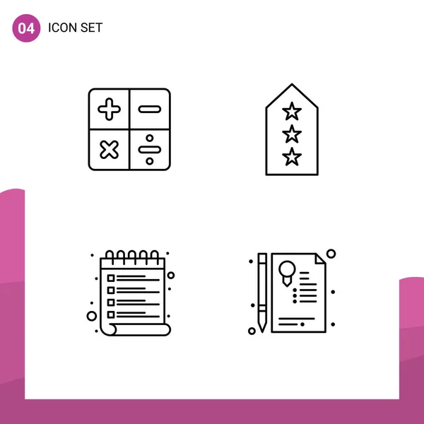 Modern Set Filledline Flat Colors Pictograph Calculate Schedule Military Tag — Διανυσματικό Αρχείο