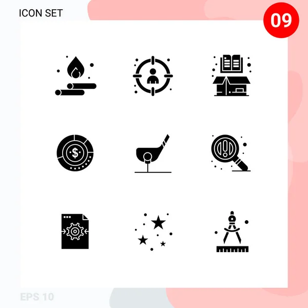 Interface Usuário Solid Glyph Pack Modern Signs Symbols Chart Analysis — Vetor de Stock