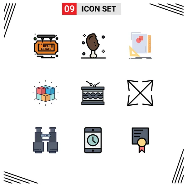 Vector Stock Icon Pack Líneas Señales Símbolos Para Cubos Rompecabezas — Vector de stock