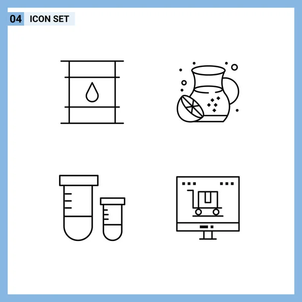 Conjunto Moderno Filledline Flat Colores Símbolos Como Puede Poción Entrega — Vector de stock