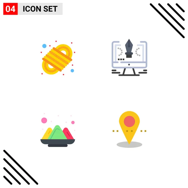Conjunto Icones Modernos Símbolos Sinais Para Acampar Corda Cor Corda — Vetor de Stock