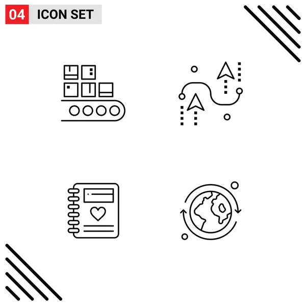 现代商业符号和符号 可编辑向量设计元素的用户界面行包 — 图库矢量图片