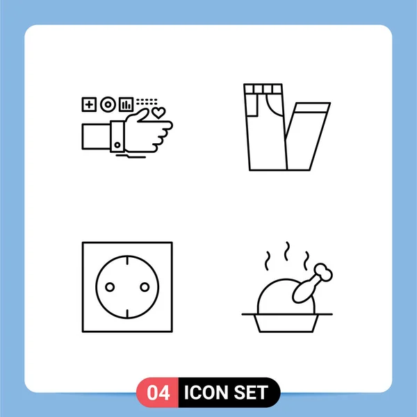 Stock Vector Icon Pack Line Signs Symbols Monitoring Electronic Heart — 스톡 벡터