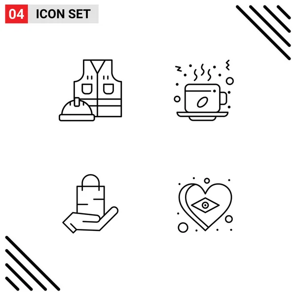 Creative Icons Modern Signs Sysymbols Labour Jacket Bag Labour Cup — Vector de stock
