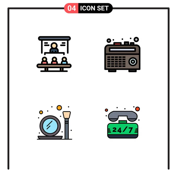 Pictogram Set Simple Filledline Flat Colors Business Make People Radio — 스톡 벡터