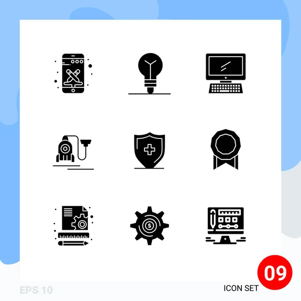 Creative Icons Modern Signs Sysymbols Sign Cable Monitor Hotel Vacuum — Vector de stock