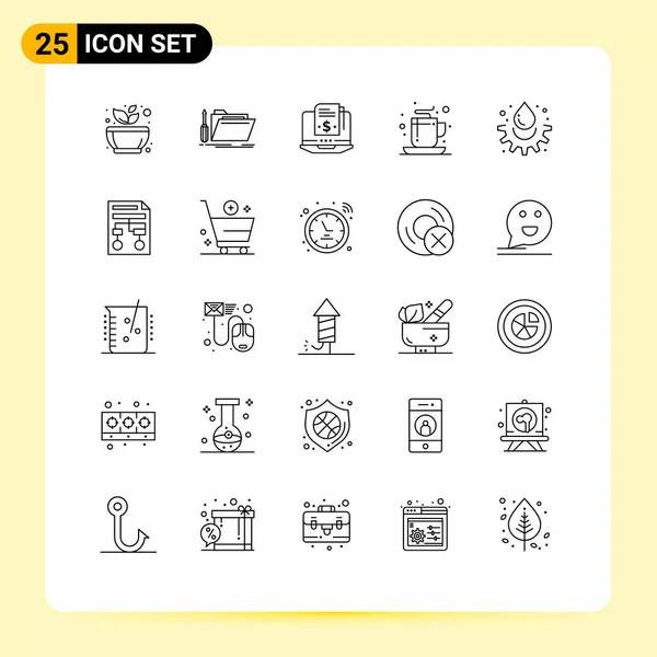 Set Modern Icons Sysymbols Signs Tea Cup Resource Coffee Subscription — Vector de stock