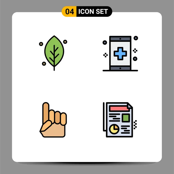 Pictogram Set Egyszerű Töltővonal Lapos Színek Ökológia Hab Kéz Tavasz — Stock Vector