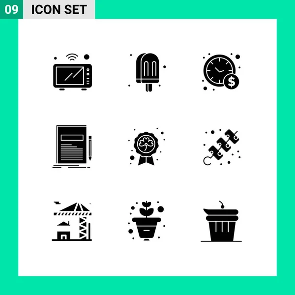 Set Modern Icons Sysymbols Signs Day Paper Meal File Business — Vector de stock