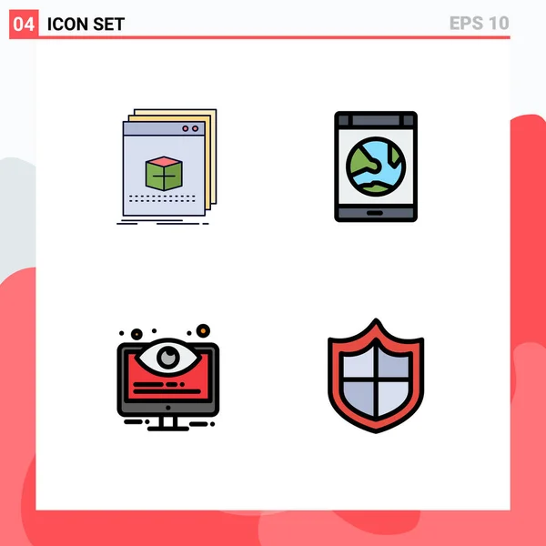 Set Modern Icons Sysymbols Signs Software Smartphone File Connection Control — Vector de stock